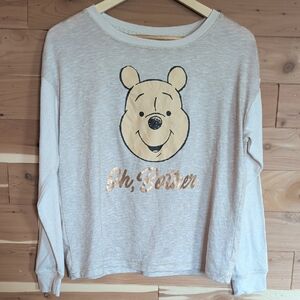 Disney Winne The Pooh Long Sleeve Top, Size S, Cream, Tan, Yellow, Gold